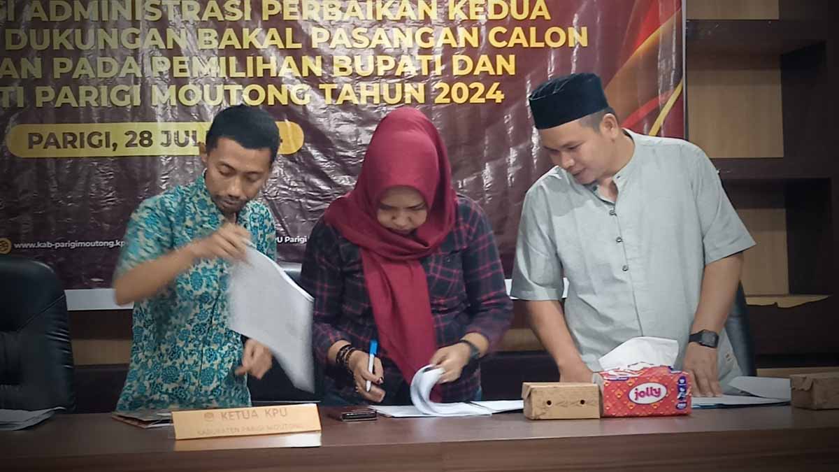 KPU Parigi Moutong Serahkan Hasil Verifikasi Administrasi Syarat Dukungan Bakal Calon Perseorangan Pilkada 2024